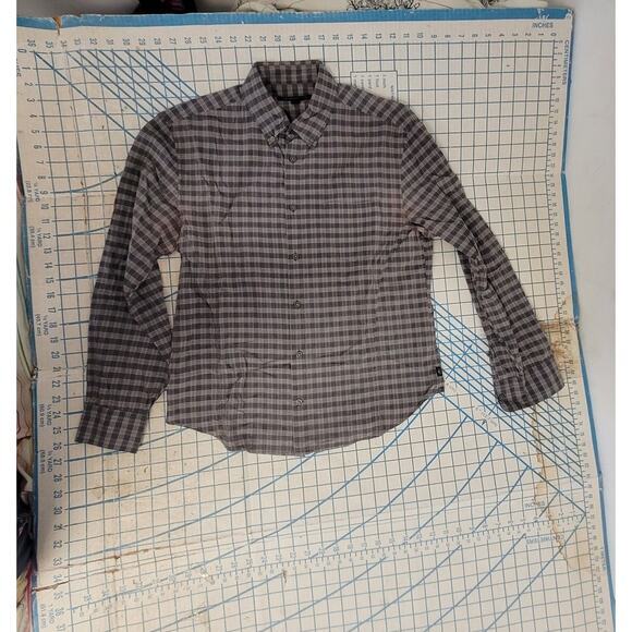 John Varvatos Star Gray Plaid Long Sleeve Button Up Mens Grunge Shirt siz Medium - Picture 5 of 14